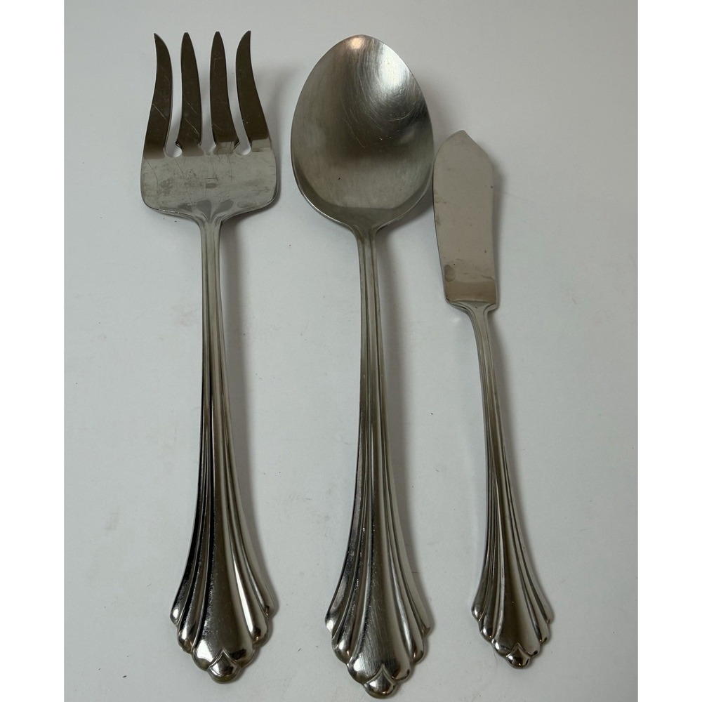 Oneida BANCROFT Serving Spoon Meat Fork Butter Knife Stainless Lot